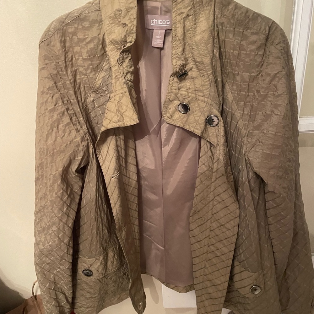 Chico's Women's Textured Utility Jacket in Taupe